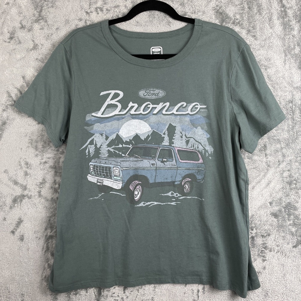 Ford Bronco Tee Shirt Womens XL Green Official Licensed Product Short Sleeve